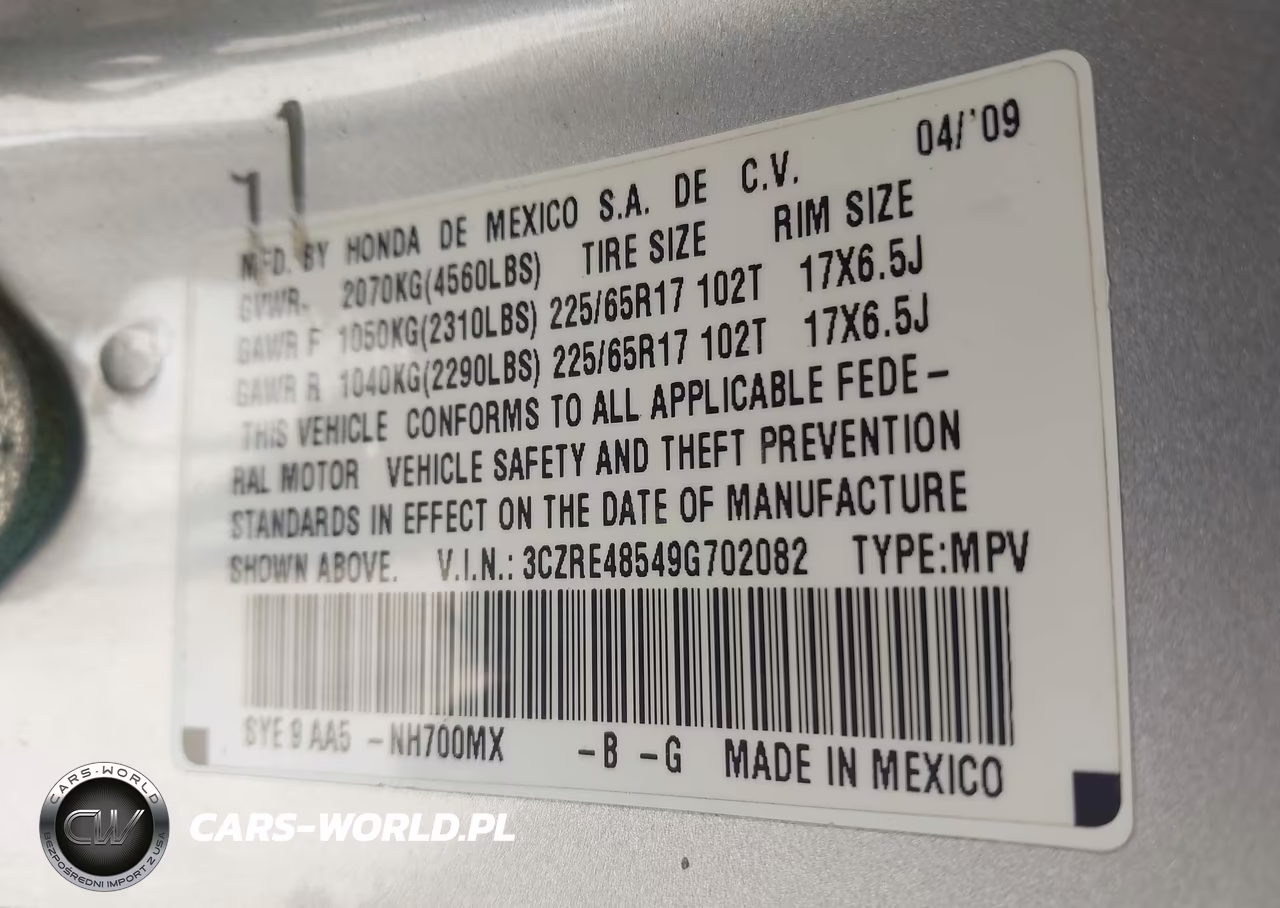 2009 Honda Cr-V Ex VIN:3CZRE48549G702082 - 9