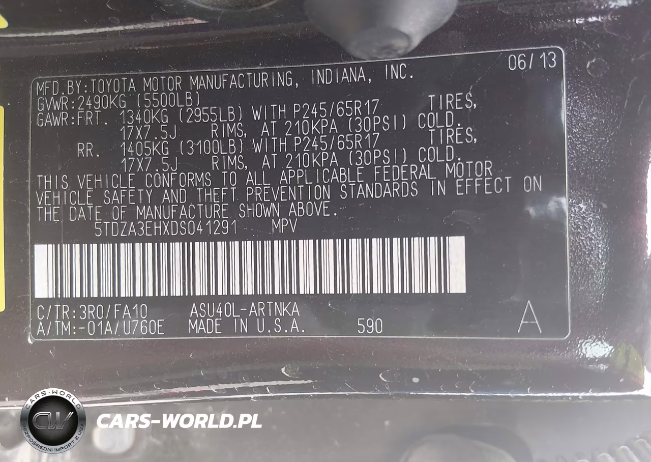 2013 Toyota Highlander Base Plus VIN:5TDZA3EHXDS041291 - 9