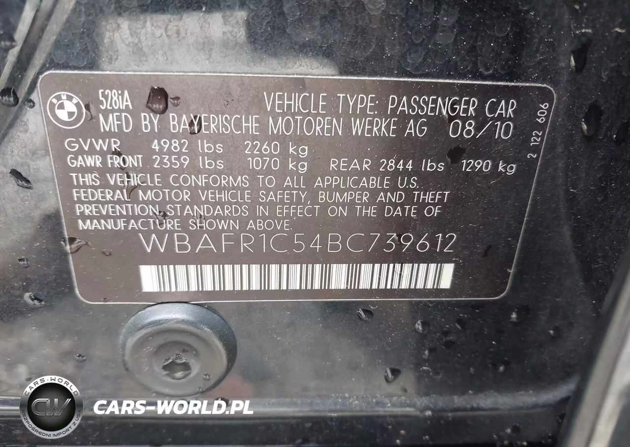 2011 BMW 528I VIN:WBAFR1C54BC739612 - 9