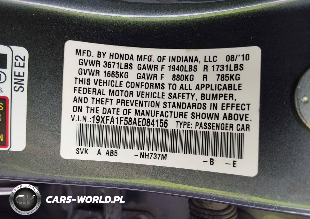 2010 Honda Civic Lx VIN:19XFA1F58AE084156 - 9