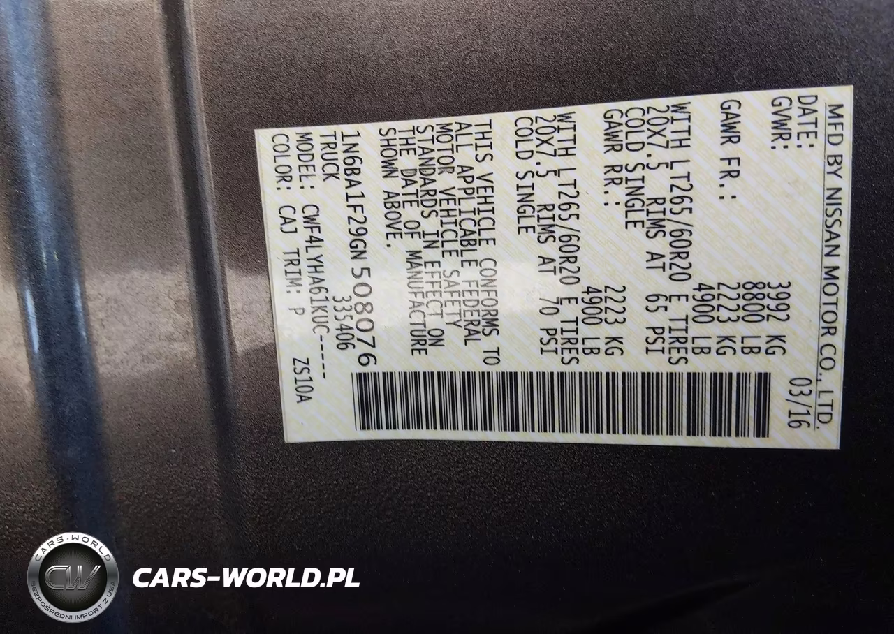 2016 Nissan Titan Xd Platinum Reserve Diesel VIN:1N6BA1F29GN508076 - 9
