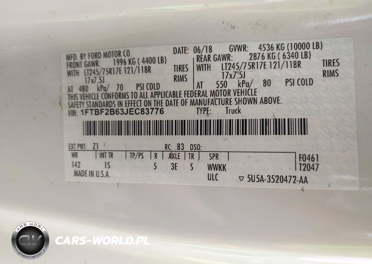 2018 Ford F-250 Xl VIN:1FTBF2B63JEC83776 - 9