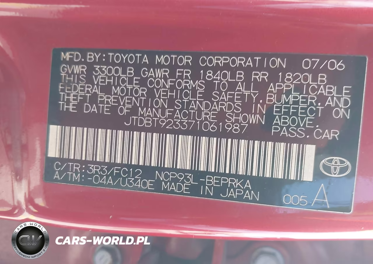 2007 Toyota Yaris VIN:JTDBT923371061987 - 9