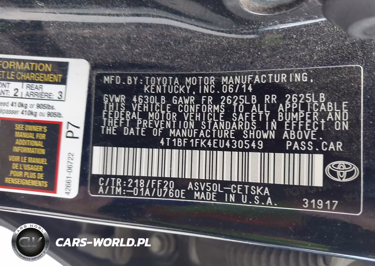 2014 Toyota Camry Se VIN:4T1BF1FK4EU430549 - 9