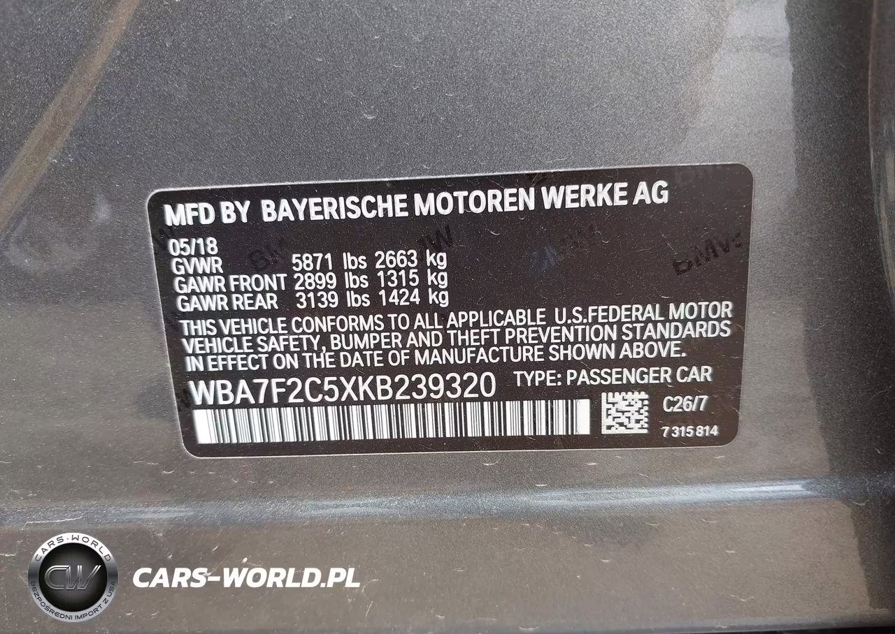 2019 BMW 750I xDrive VIN:WBA7F2C5XKB239320 - 9