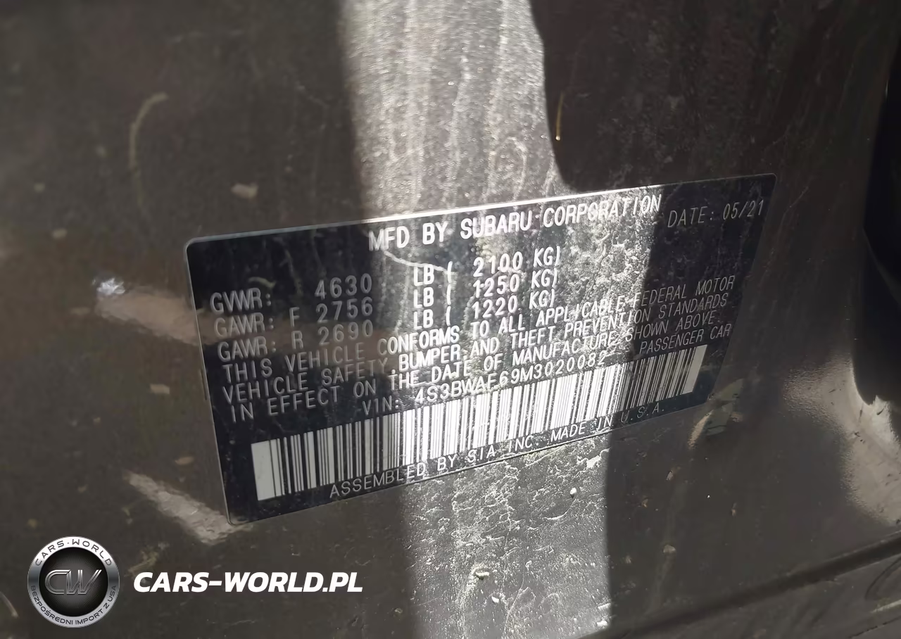 2021 Subaru Legacy Premium VIN:4S3BWAF69M3020082 - 9
