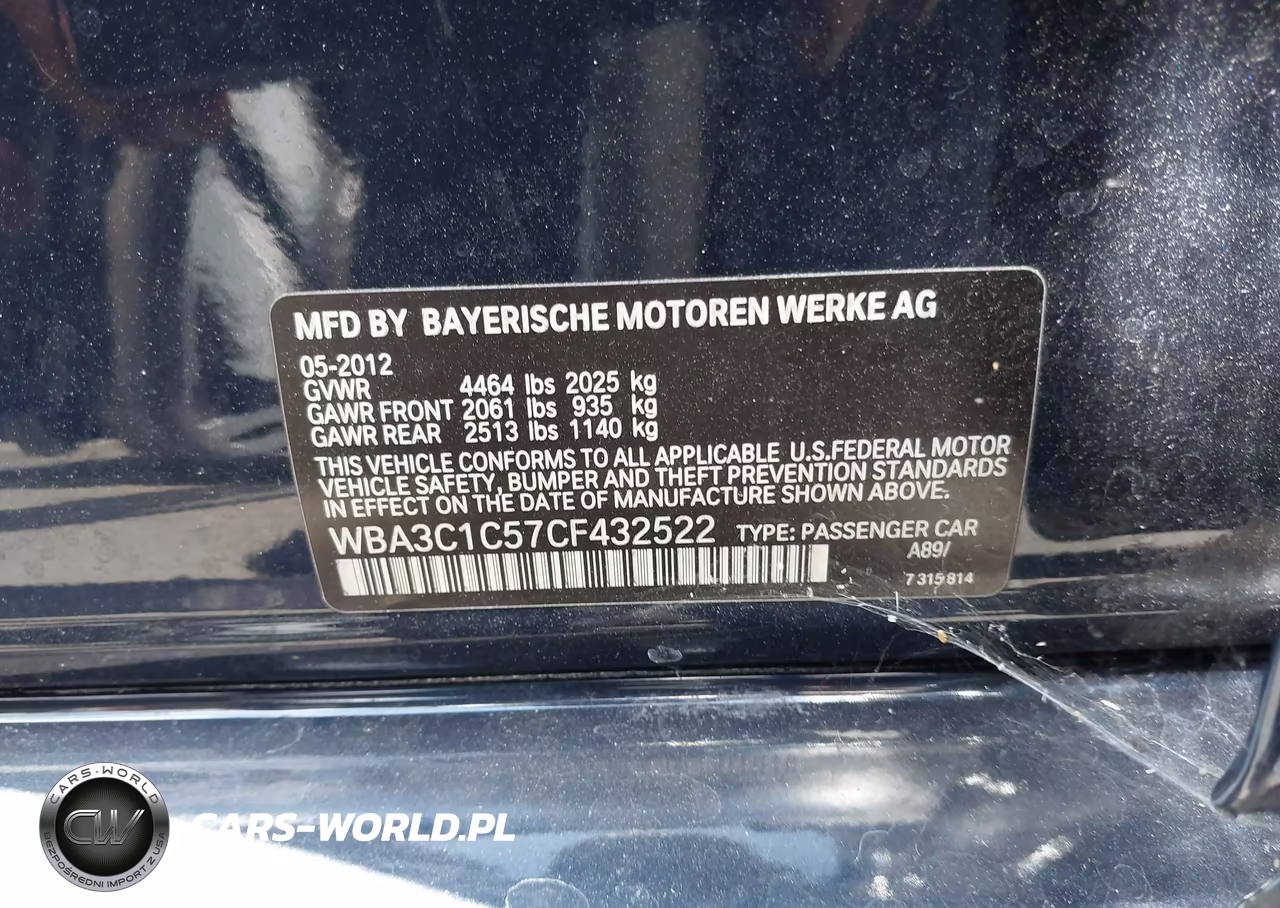 2012 BMW 328I VIN:WBA3C1C57CF432522 - 9