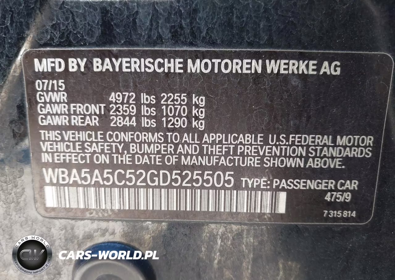 2016 BMW 528I VIN:WBA5A5C52GD525505 - 9