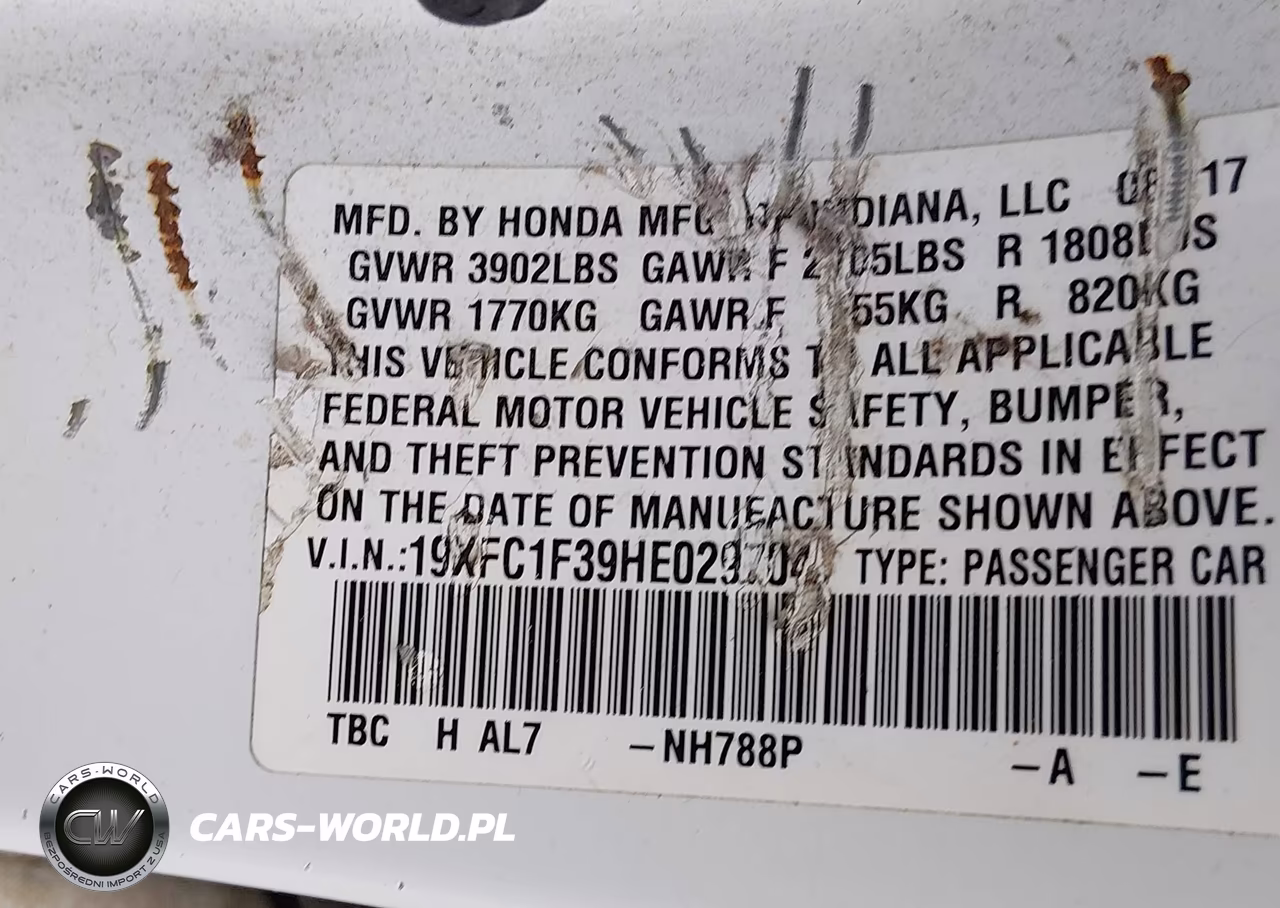 2017 Honda Civic Ex-T VIN:19XFC1F39HE029704 - 9