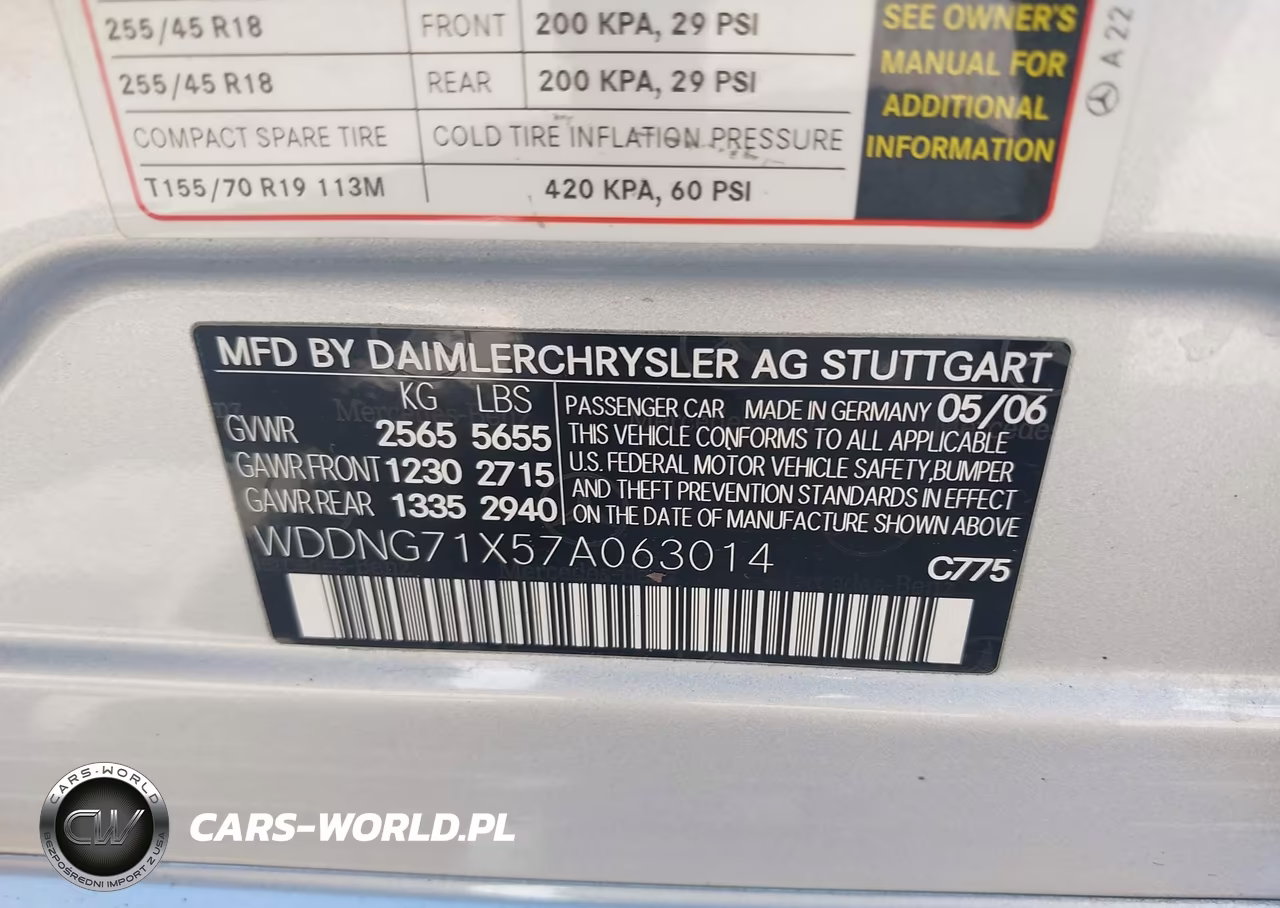 2007 Mercedes-Benz S 550 VIN:WDDNG71X57A063014 - 9
