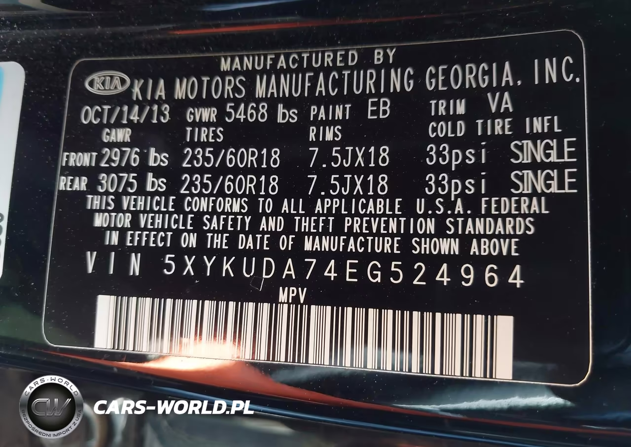 2014 Kia Sorento Ex V6 VIN:5XYKUDA74EG524964 - 9