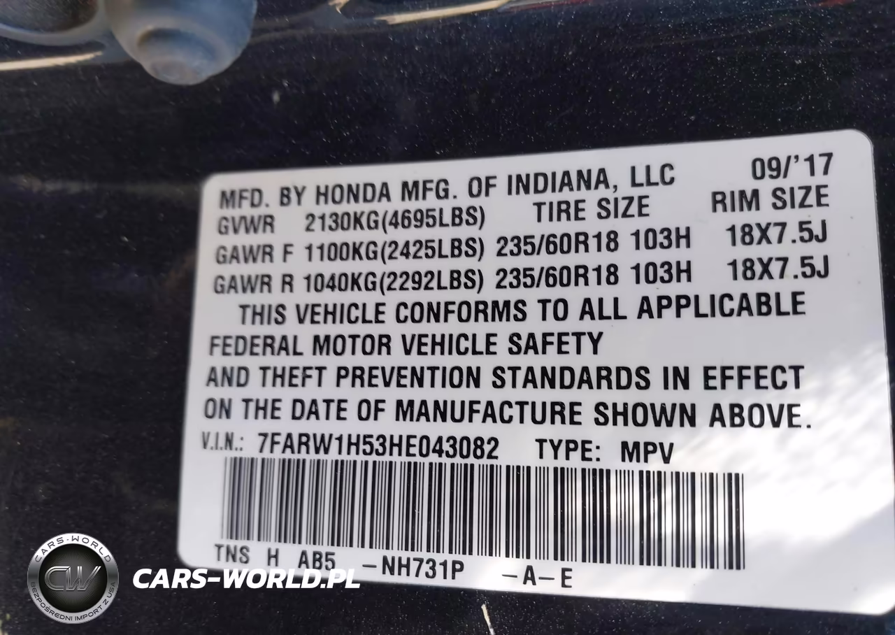2017 Honda Cr-V Ex VIN:7FARW1H53HE043082 - 9