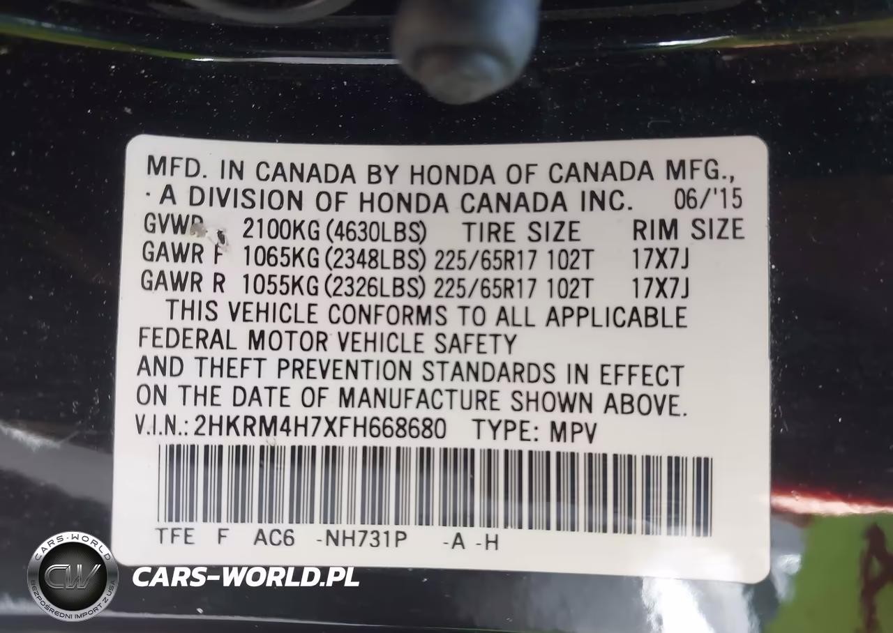 2015 Honda Cr-V Ex-L VIN:2HKRM4H7XFH668680 - 9