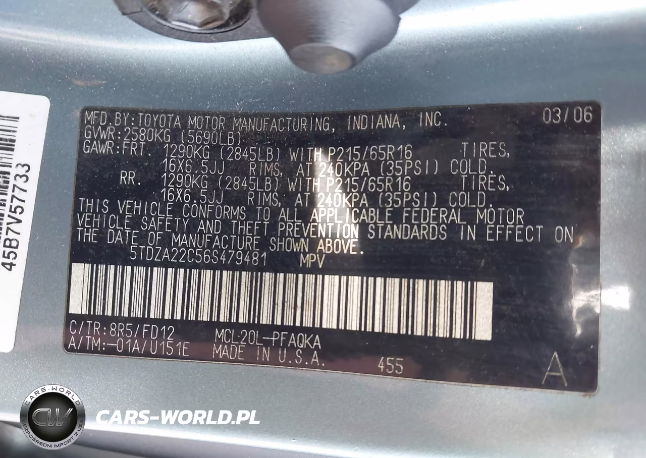 2006 Toyota Sienna Xle VIN:5TDZA22C56S479481 - 9