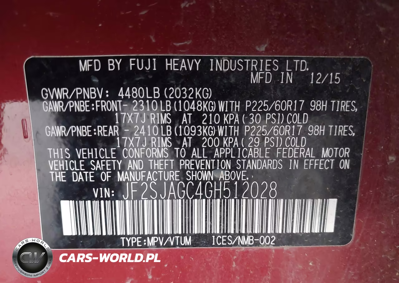 2016 Subaru Forester 2.5I Premium VIN:JF2SJAGC4GH512028 - 9