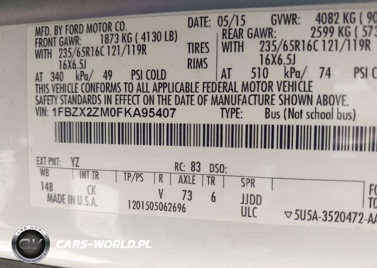 2015 Ford Transit-350 Xlt VIN:1FBZX2ZM0FKA95407 - 9