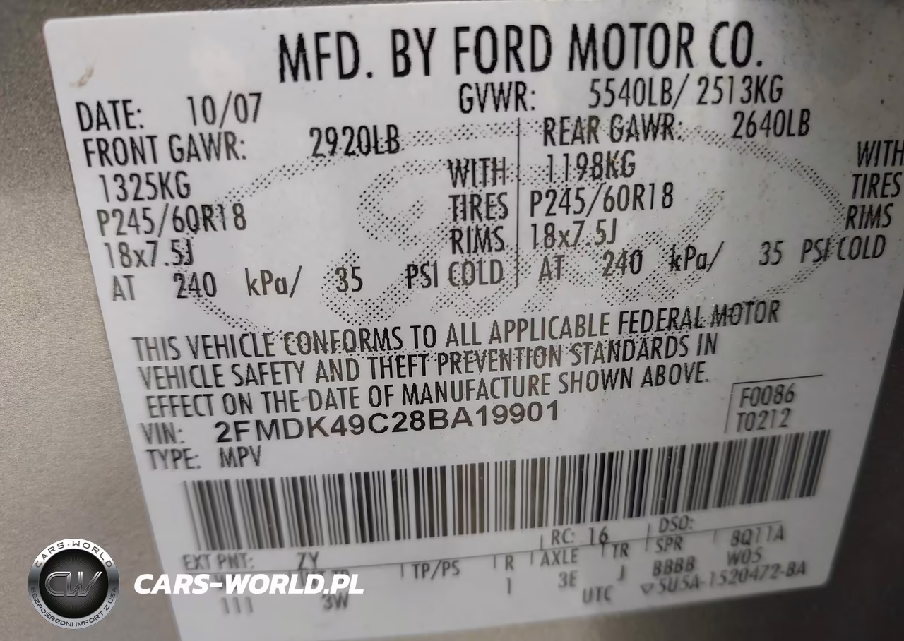 2008 Ford Edge Limited VIN:2FMDK49C28BA19901 - 9