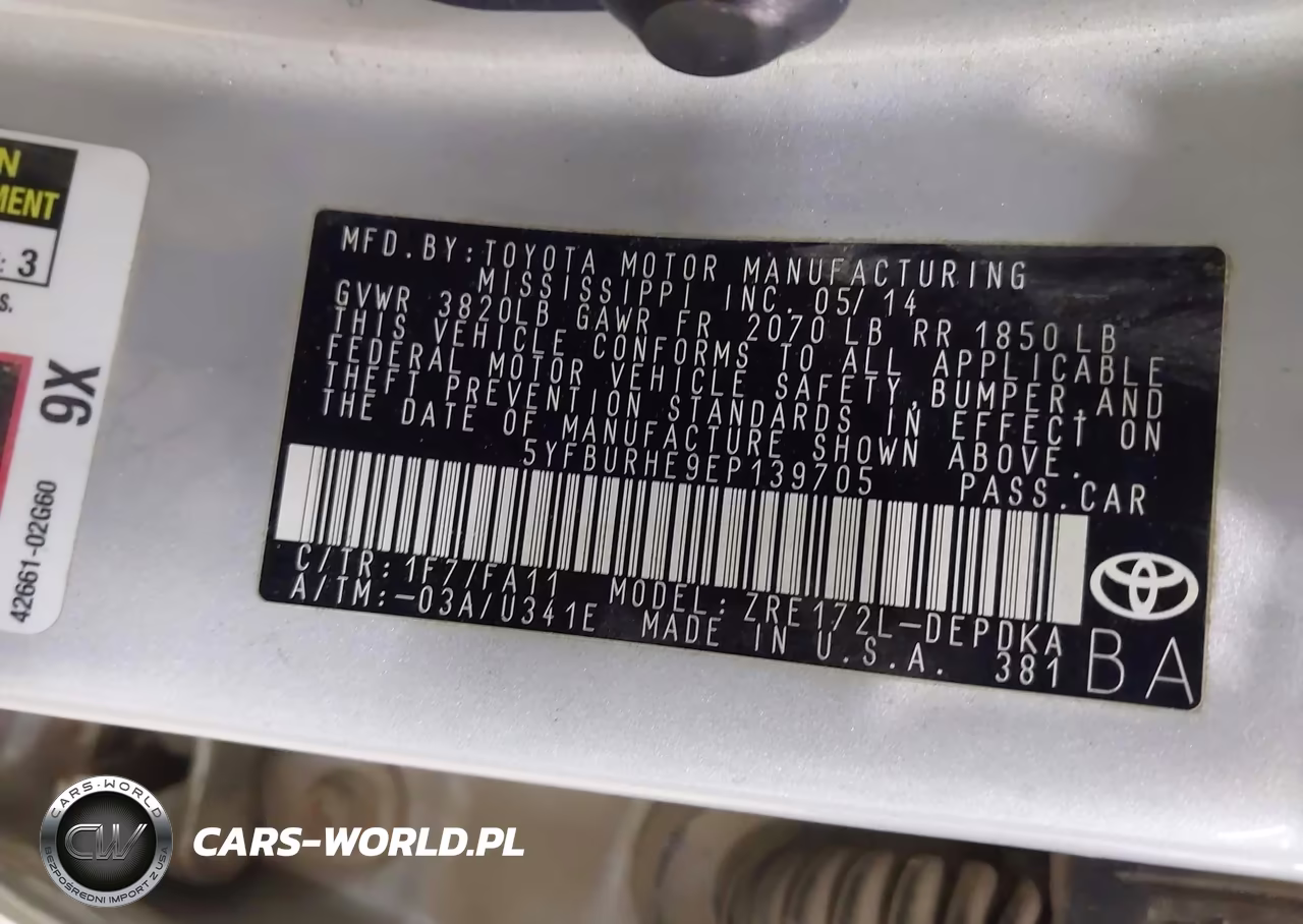 2014 Toyota Corolla L VIN:5YFBURHE9EP139705 - 9