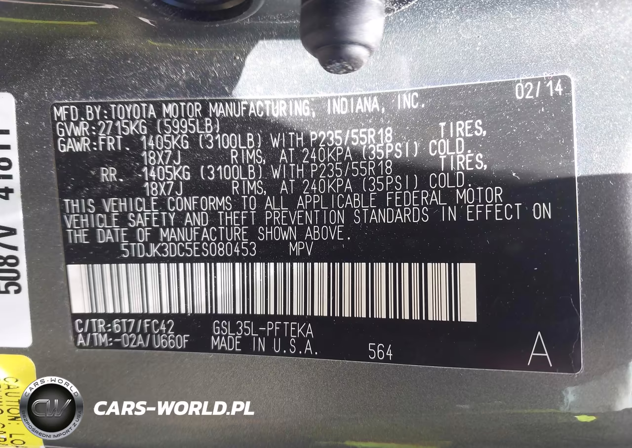 2014 Toyota Sienna Le 7 Passenger VIN:5TDJK3DC5ES080453 - 9