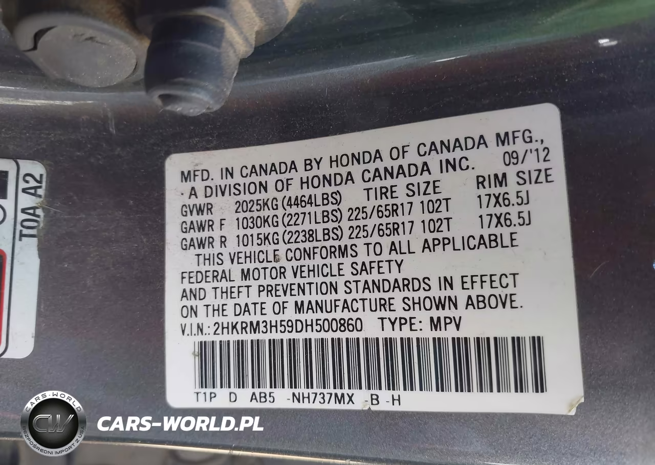 2013 Honda Cr-V Ex VIN:2HKRM3H59DH500860 - 9