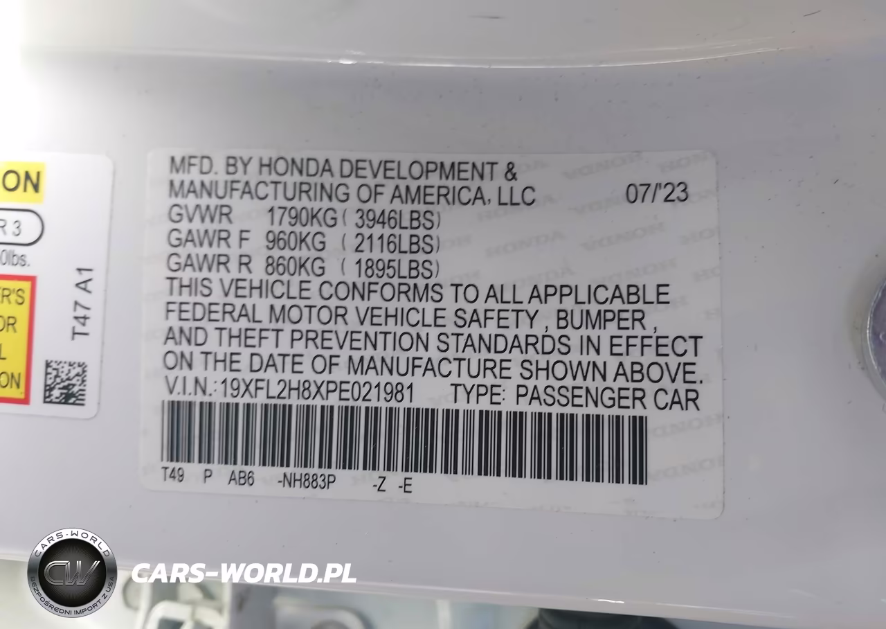 2023 Honda Civic Sport VIN:19XFL2H8XPE021981 - 9