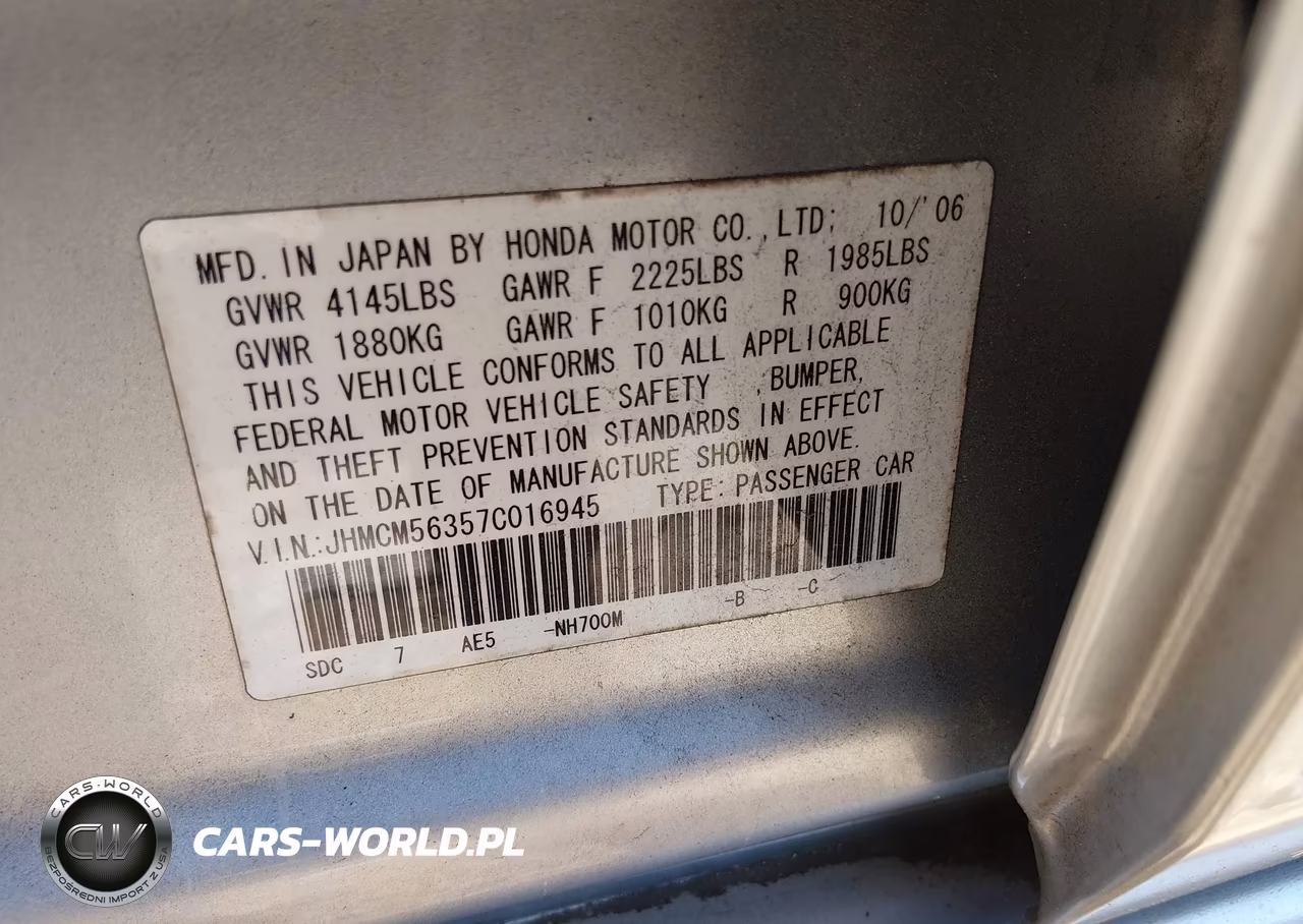 2007 Honda Accord 2.4 Se VIN:JHMCM56357C016945 - 9