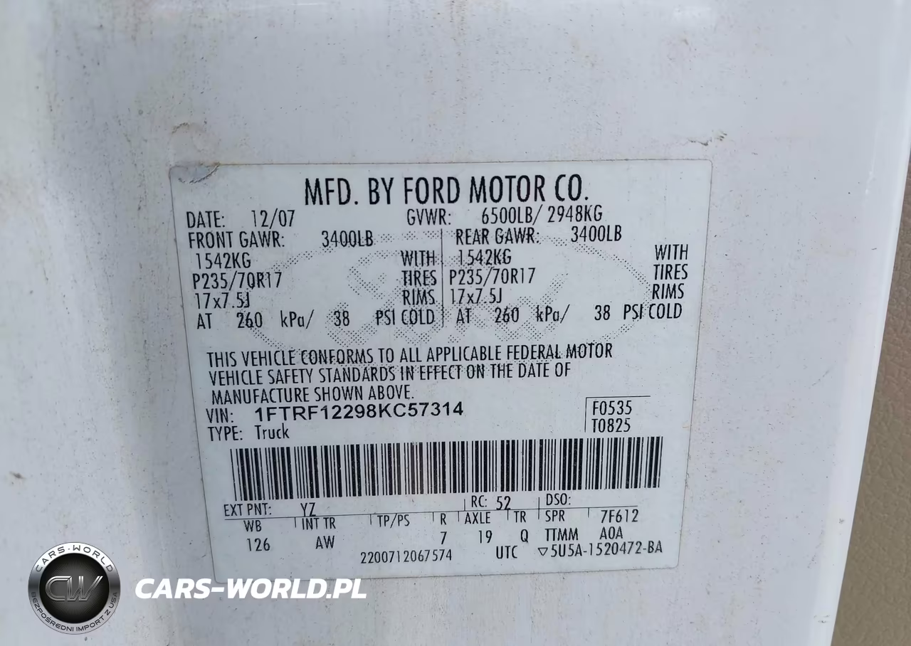 2008 Ford F-150 Stx-Xl-Xlt VIN:1FTRF12298KC57314 - 9