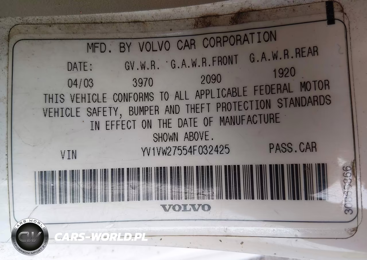 2004 Volvo V40 A-Lse VIN:YV1VW27554F032425 - 9