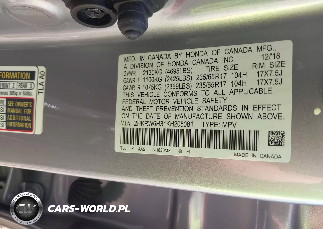 2019 Honda Cr-V Lx VIN:2HKRW6H31KH205081 - 9