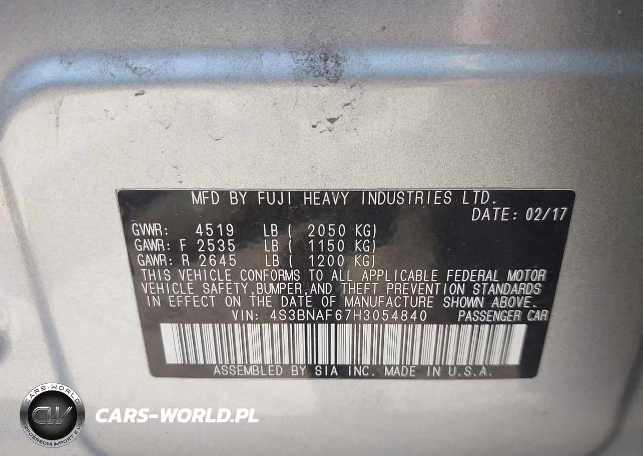 2017 Subaru Legacy 2.5I Premium VIN:4S3BNAF67H3054840 - 9