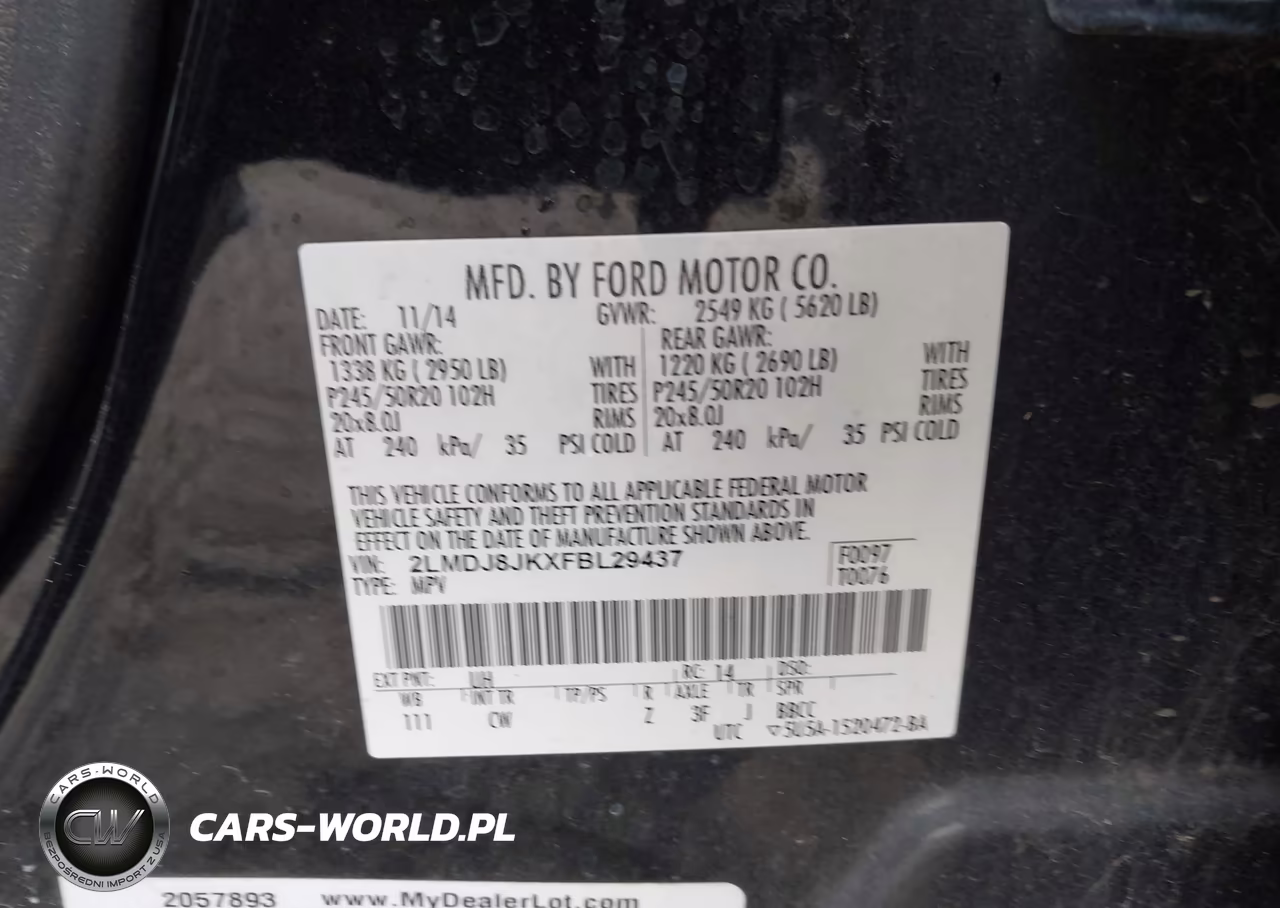 2015 Lincoln Mkx VIN:2LMDJ8JKXFBL29437 - 9