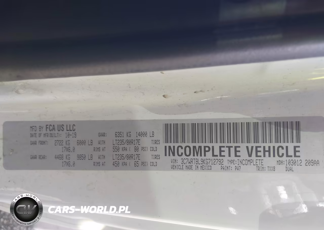 2019 Ram 3500 Chassis Tradesman-Slt VIN:3C7WRTBL9KG712792 - 8