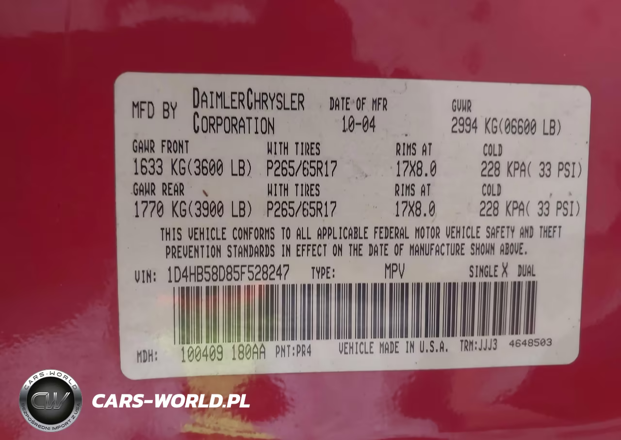 2005 Dodge Durango Limited VIN:1D4HB58D85F528247 - 9