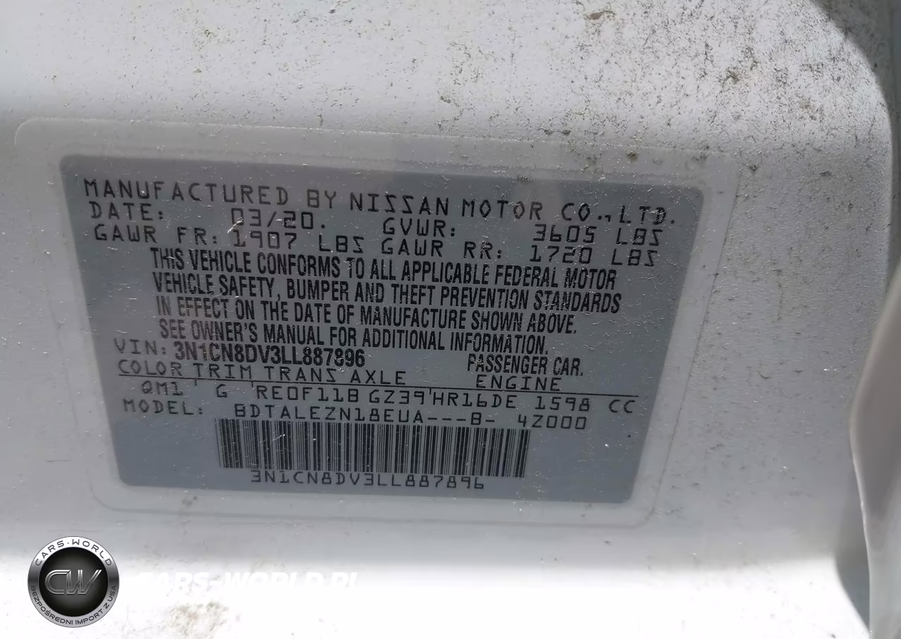 2020 Nissan Versa S Xtronic Cvt VIN:3N1CN8DV3LL887896 - 9