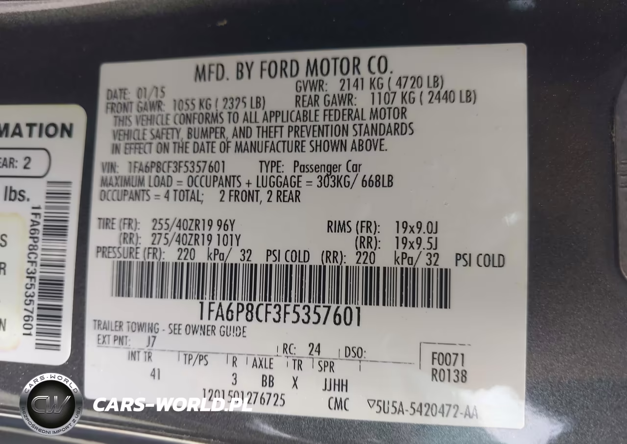 2015 Ford Mustang Gt Premium VIN:1FA6P8CF3F5357601 - 9