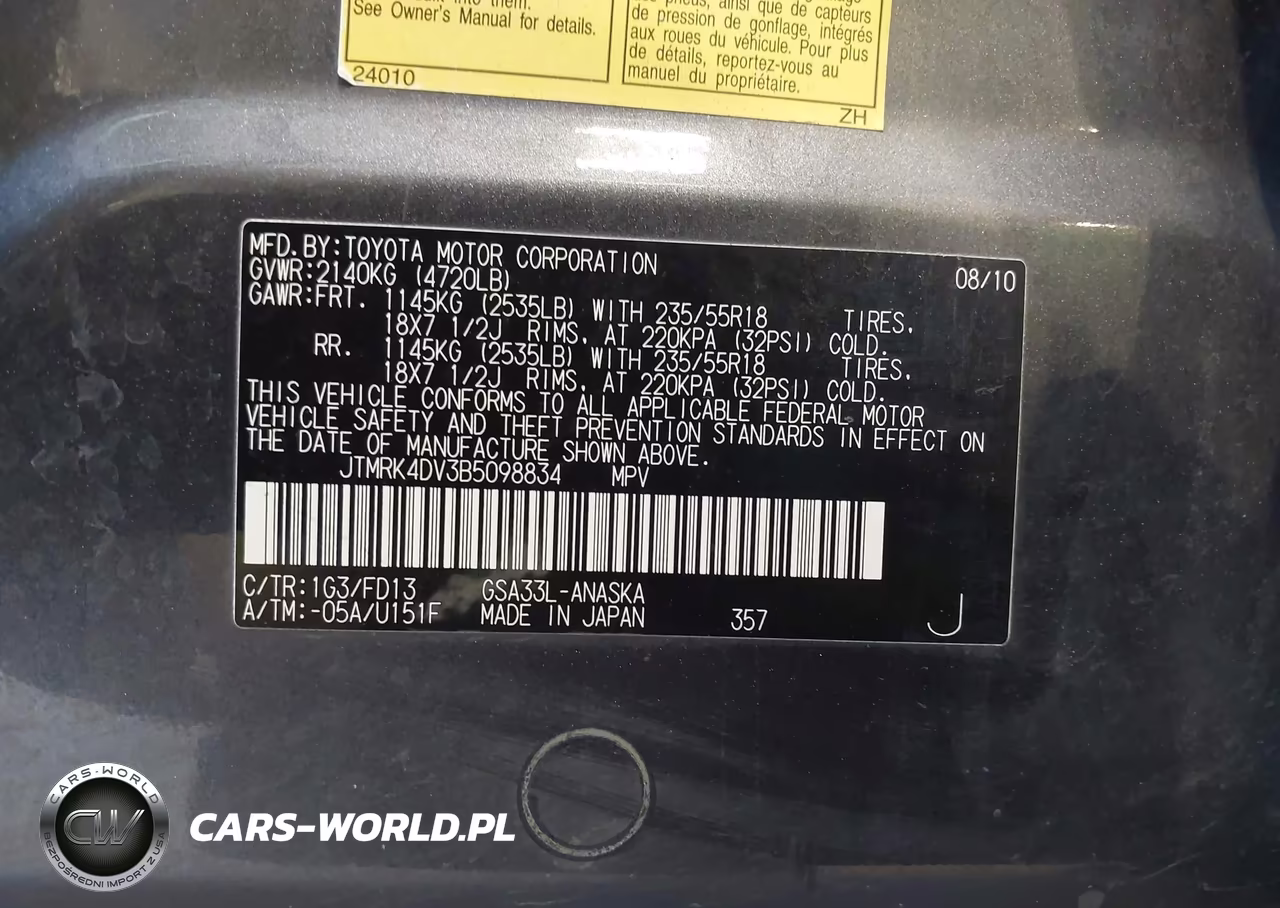 2011 Toyota Rav4 Sport V6 VIN:JTMRK4DV3B5098834 - 9