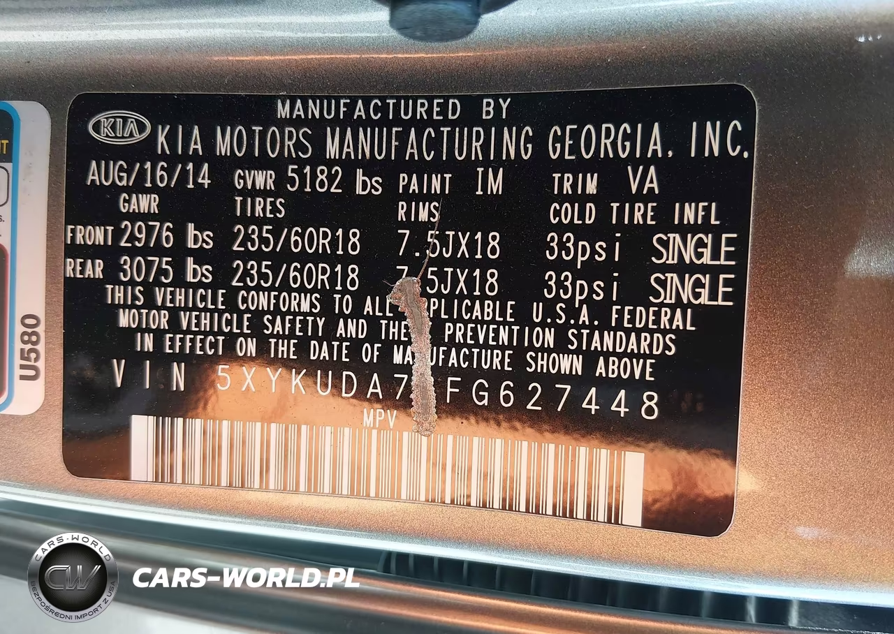 2015 Kia Sorento Ex VIN:5XYKUDA76FG627448 - 9