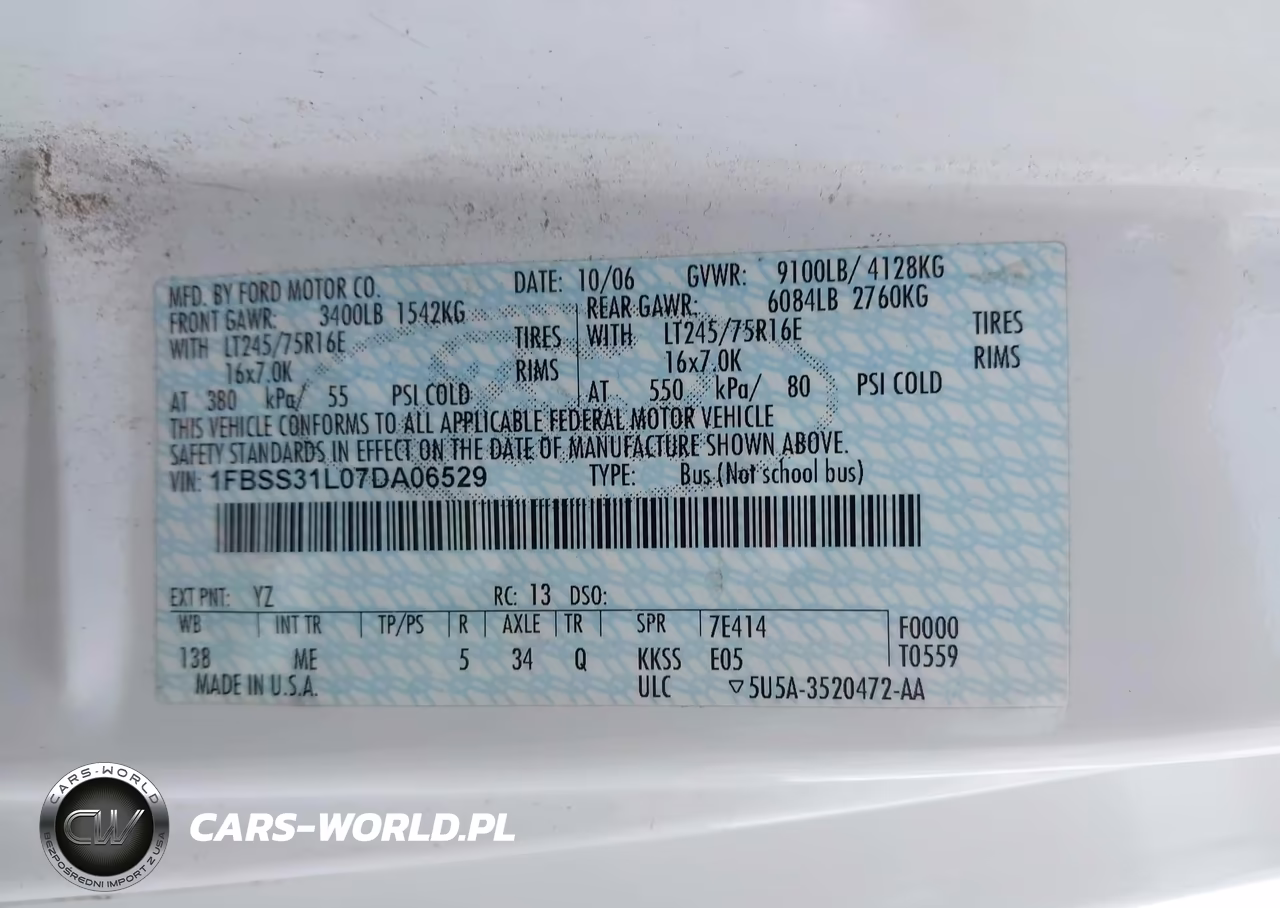 2007 Ford E-350 Super Duty Xl-Xlt VIN:1FBSS31L07DA06529 - 9