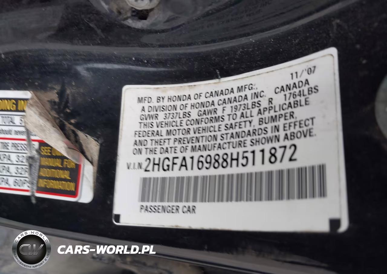 2008 Honda Civic Ex-L VIN:2HGFA16988H511872 - 9