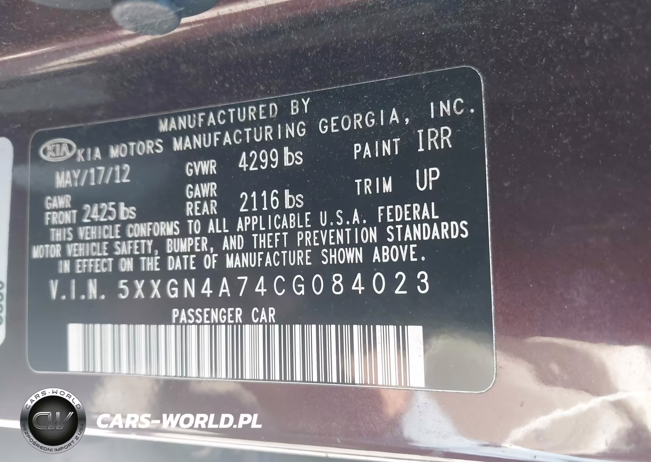 2012 Kia Optima Ex VIN:5XXGN4A74CG084023 - 9