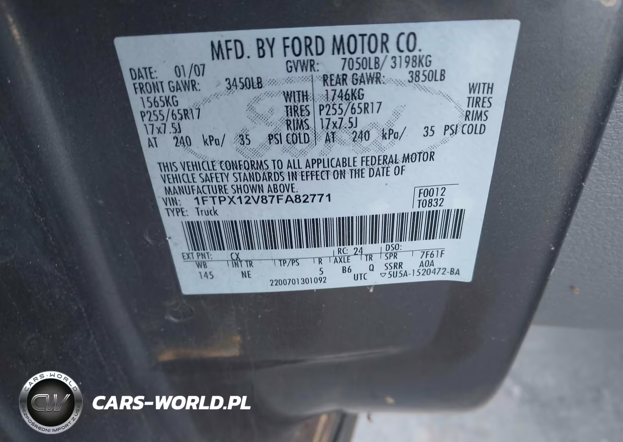 2007 Ford F-150 Lariat-Stx-Xl-Xlt VIN:1FTPX12V87FA82771 - 9