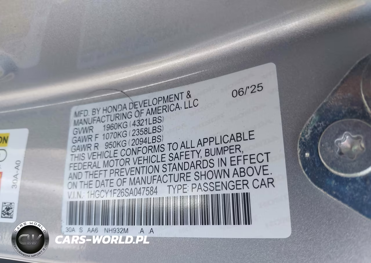 2025 Honda Accord Lx VIN:1HGCY1F26SA047584 - 9