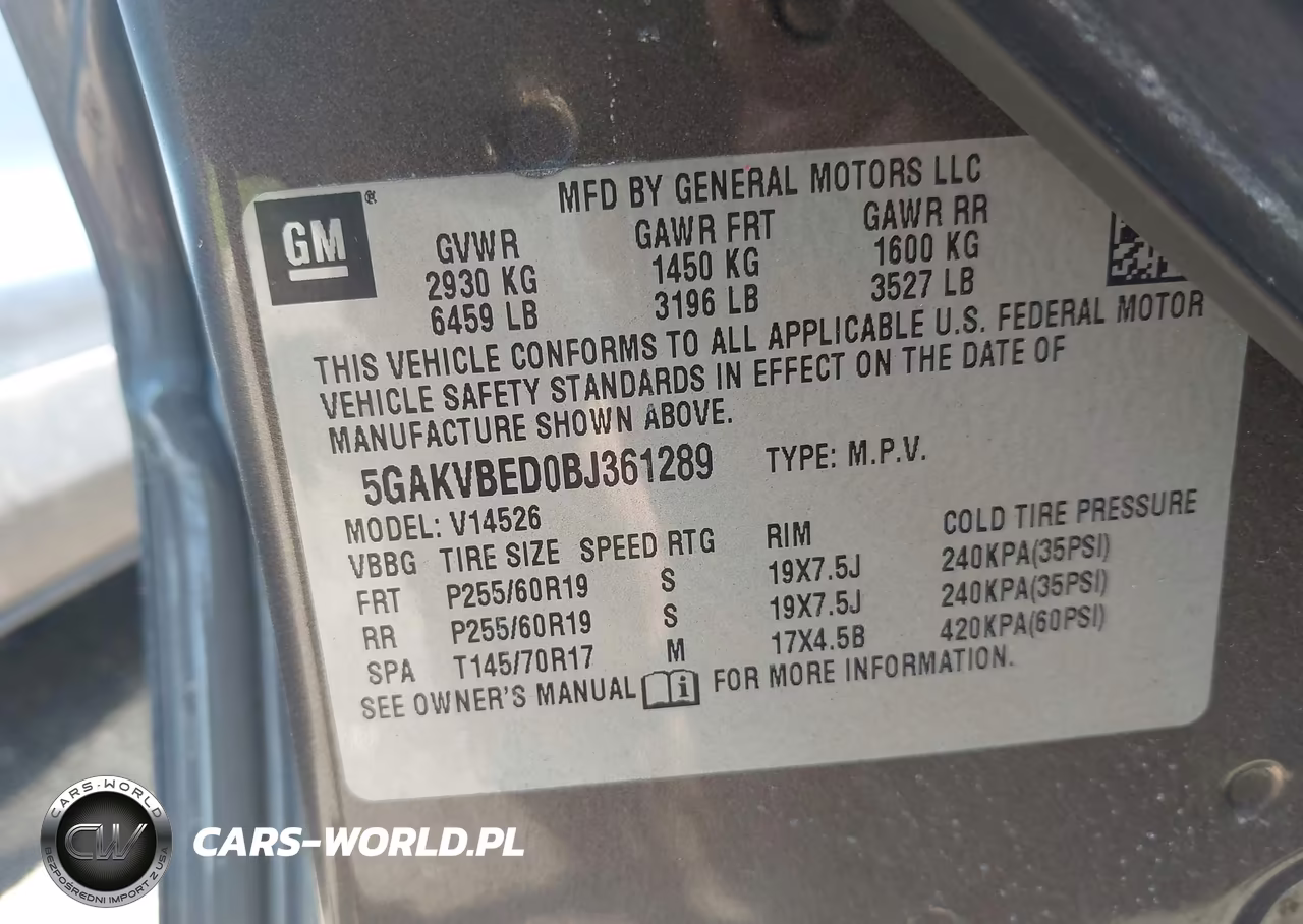 2011 Buick Enclave Cxl VIN:5GAKVBED0BJ361289 - 9