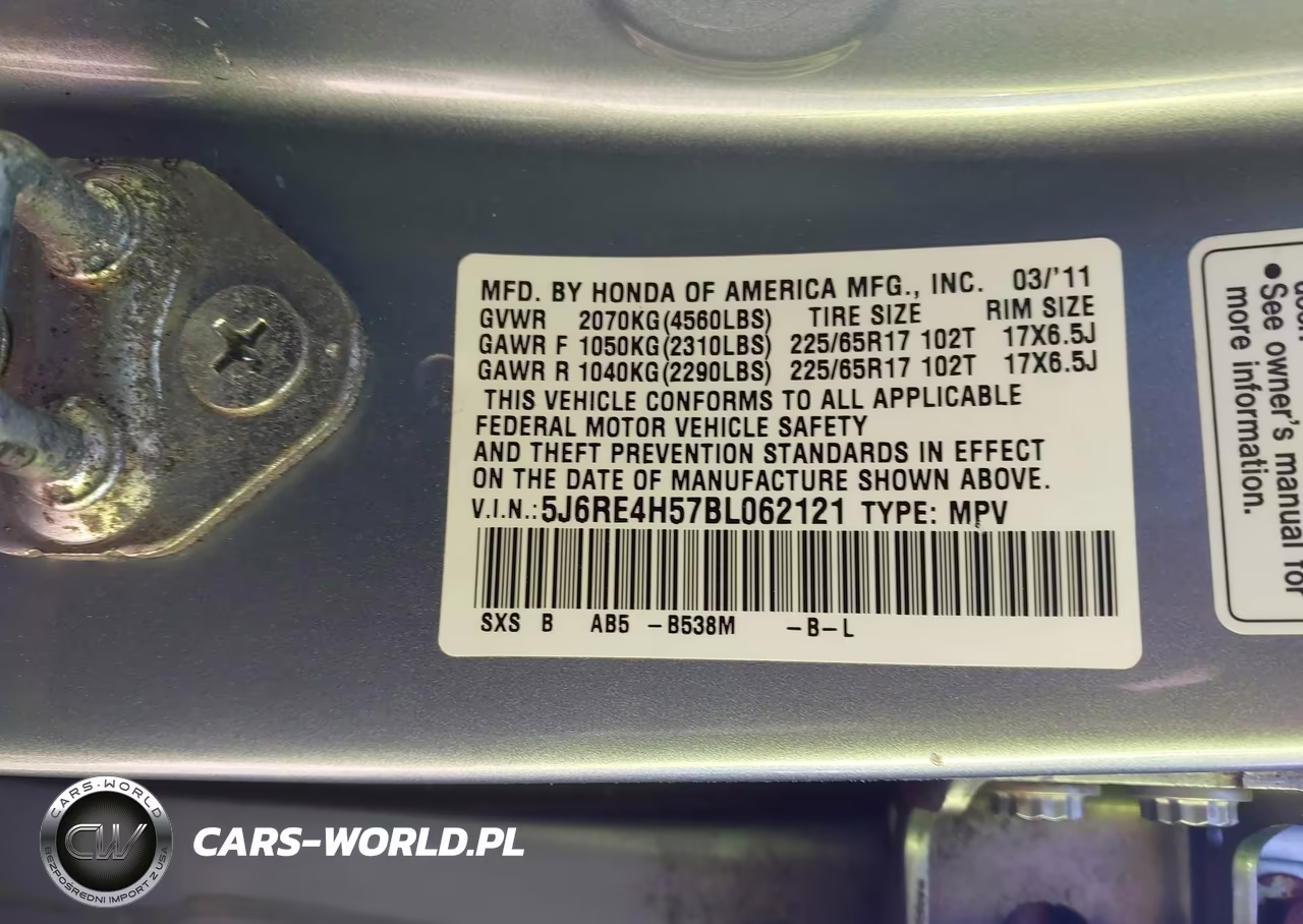 2011 Honda Cr-V Ex VIN:5J6RE4H57BL062121 - 9