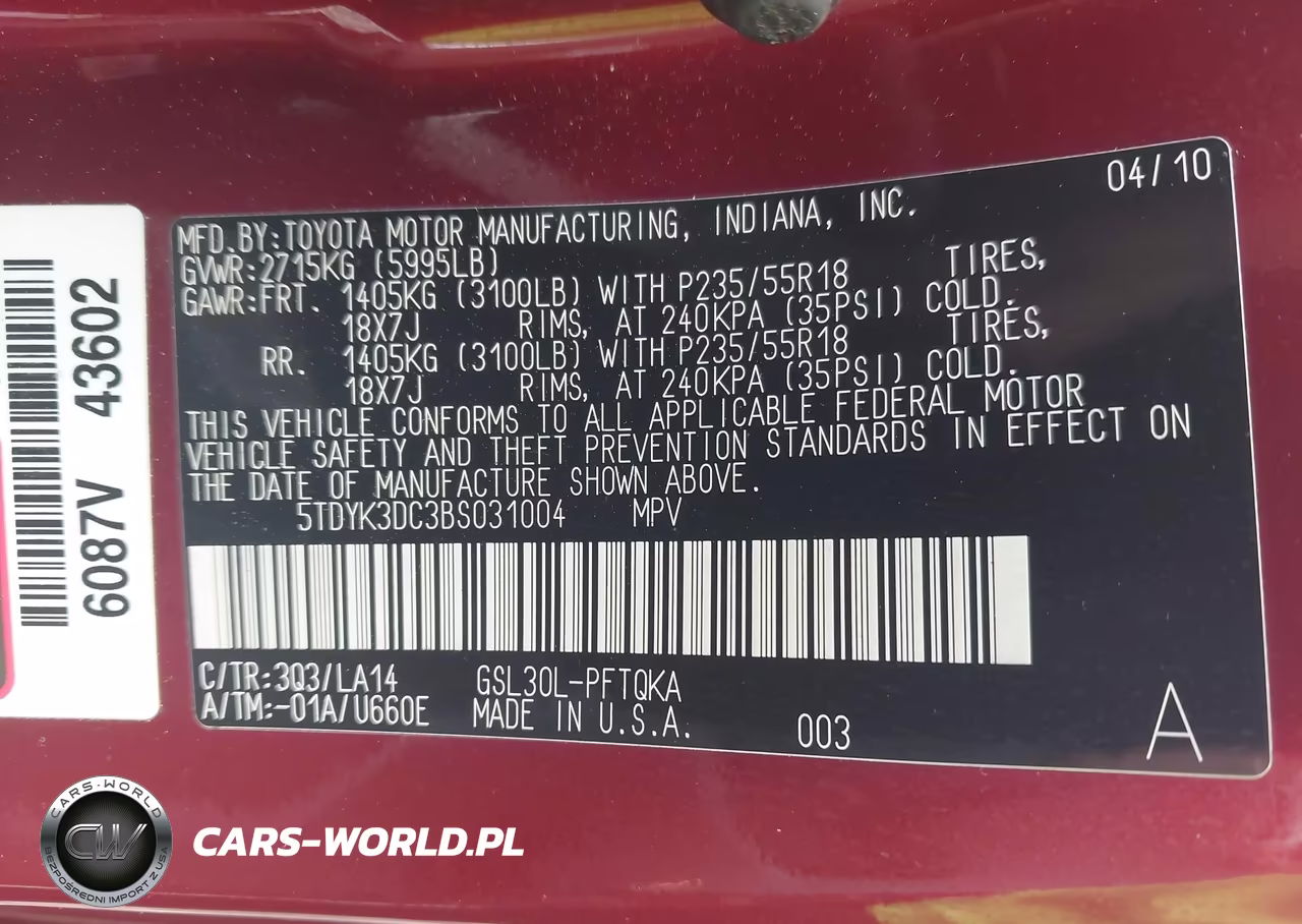 2011 Toyota Sienna Limited V6 VIN:5TDYK3DC3BS031004 - 9