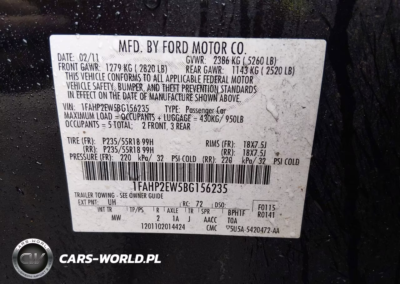 2011 Ford Taurus Sel VIN:1FAHP2EW5BG156235 - 9