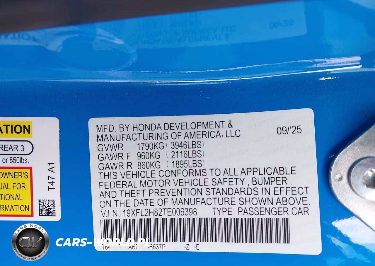 2026 Honda Civic Sport VIN:19XFL2H82TE006398 - 9