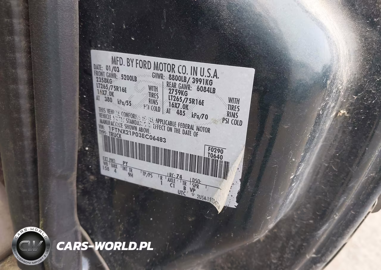 2003 Ford F-250 Lariat-Xl-Xlt VIN:1FTNX21P03EC06483 - 9
