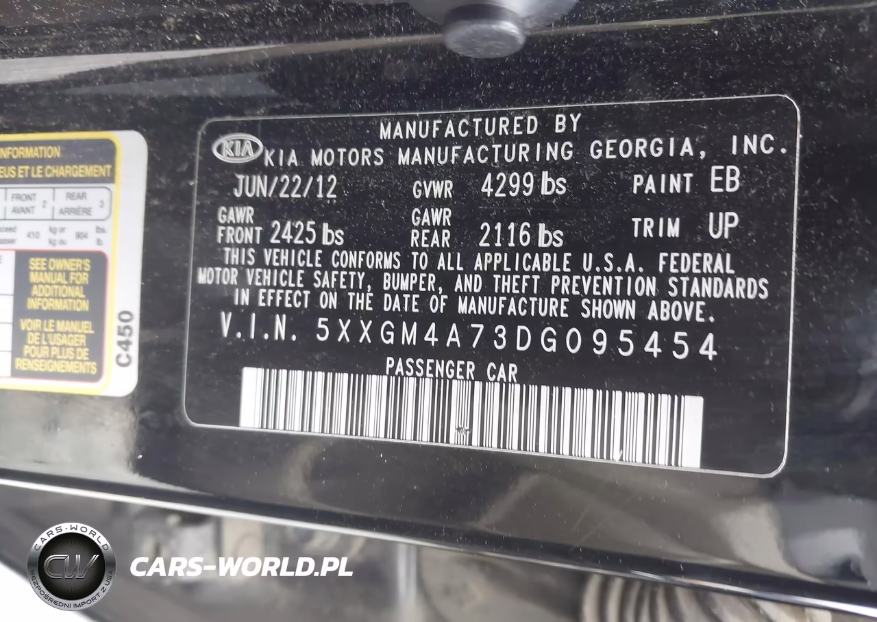 2013 Kia Optima Lx VIN:5XXGM4A73DG095454 - 9