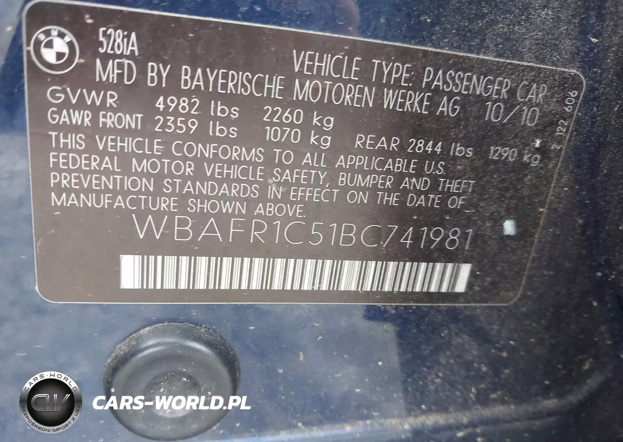 2011 BMW 528I VIN:WBAFR1C51BC741981 - 9